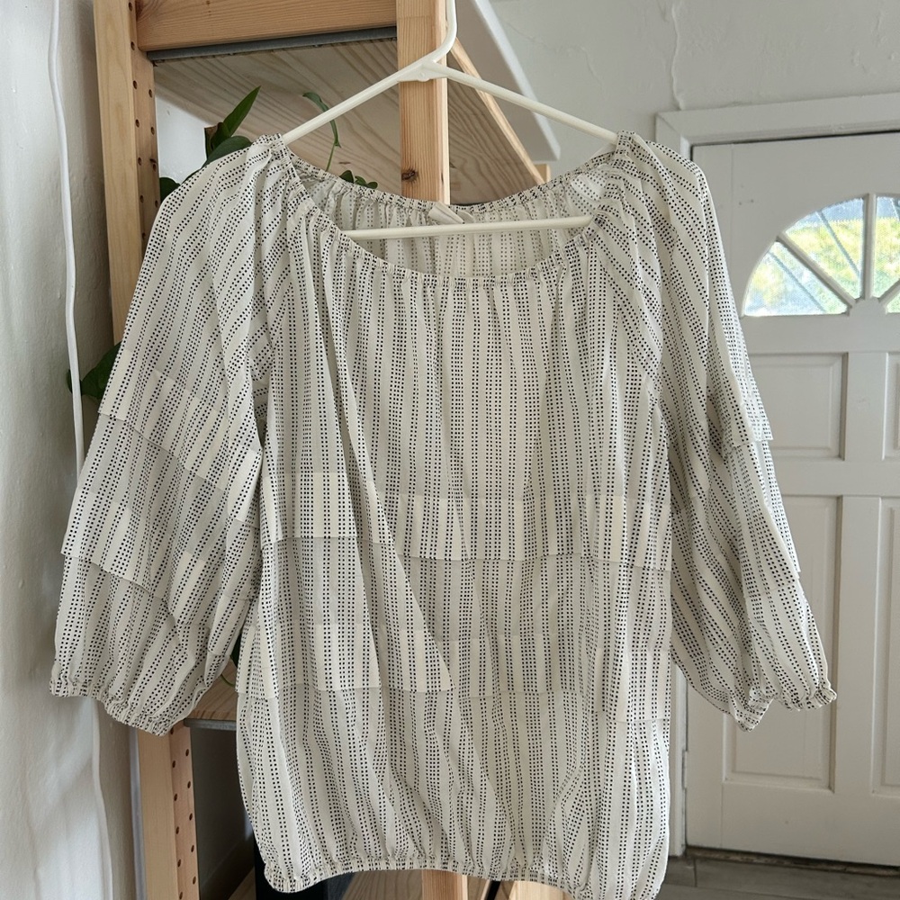 GAP Black and White Striped Blouse
